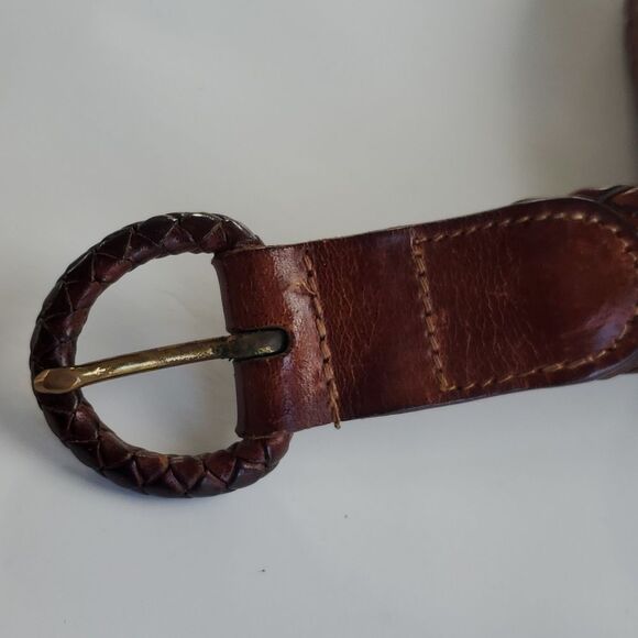 COLE HAAN BRAIDED BROWN LEATHER BELT ADJUSTABLE - Picture 3 of 5